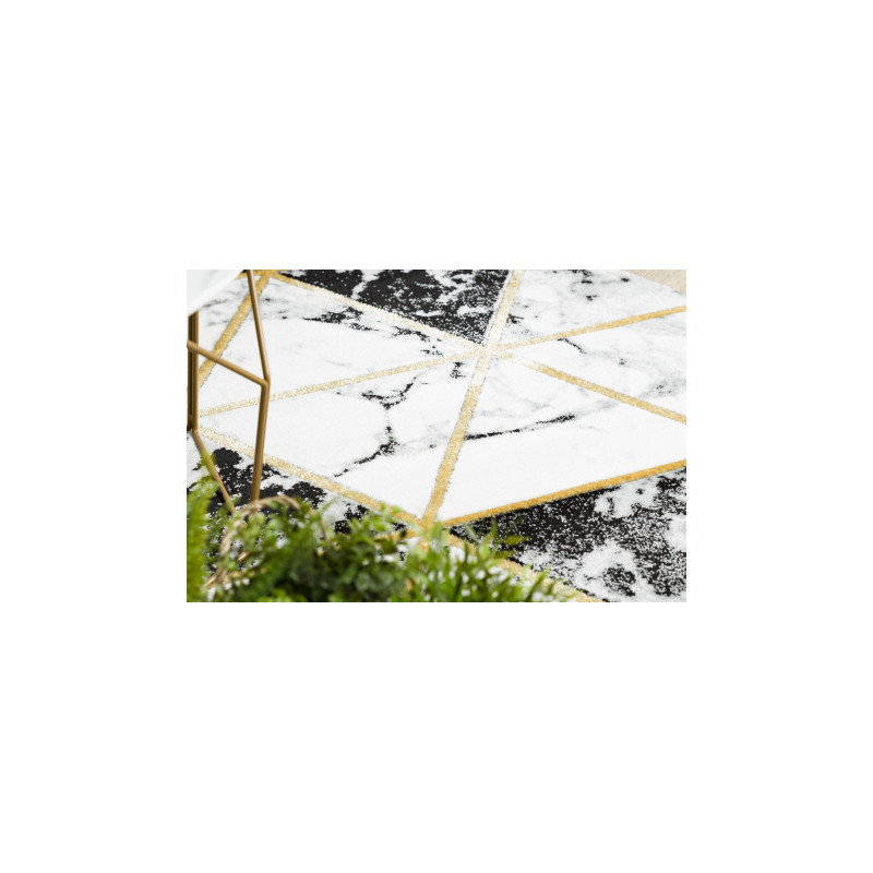Dywan EMERALD ekskluzywny 1020 koło - glamour, stylowy marmur, trójkąty czarny / złoty koło 120cm