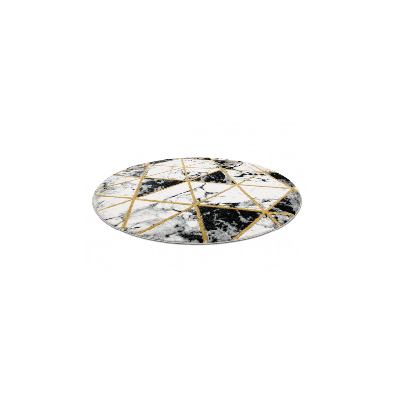 Dywan EMERALD ekskluzywny 1020 koło - glamour, stylowy marmur, trójkąty czarny / złoty koło 200cm