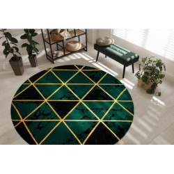 Dywan EMERALD ekskluzywny 1020 koło - glamour, stylowy marmur, trójkąty butelkowa zieleń / złoty koło 200cm Dywan EMERALD ekskluzywny 1020 koło - glamour, stylowy marmur, trójkąty butelkowa zieleń / złoty koło 200cm