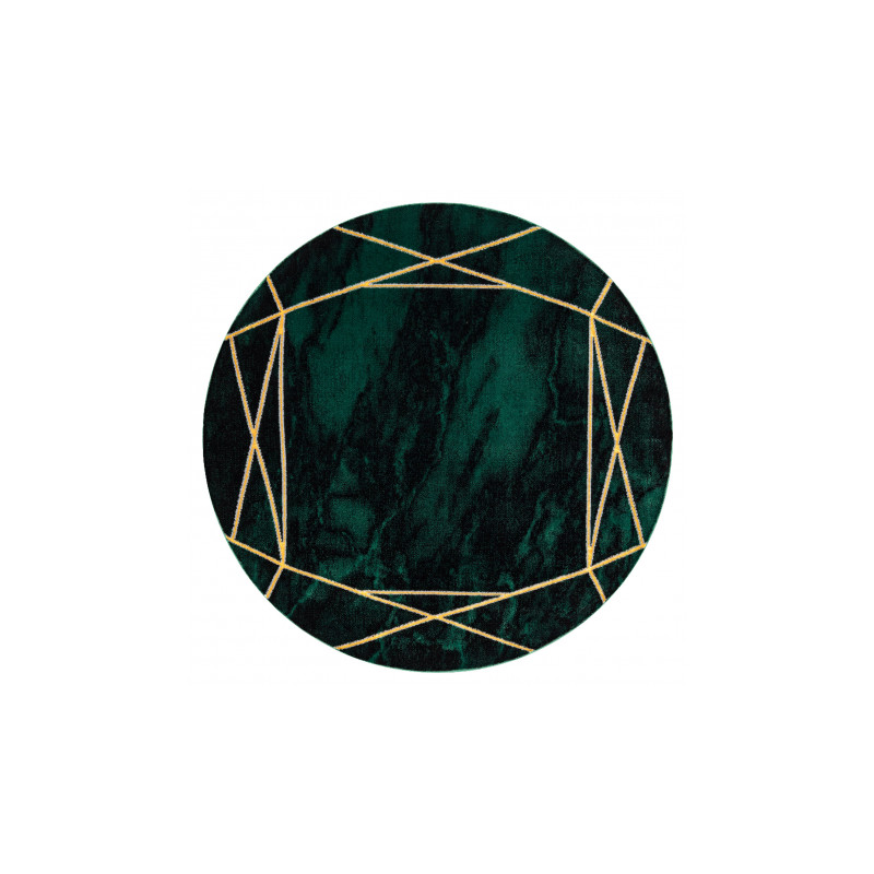 Dywan EMERALD ekskluzywny 1022 koło - glamour, stylowy marmur, geometryczny butelkowa zieleń / złoty koło 160cm