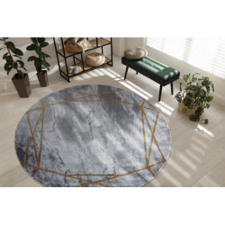 Dywan EMERALD ekskluzywny 1022 koło - glamour, stylowy marmur, geometryczny szary / złoty koło 120cm