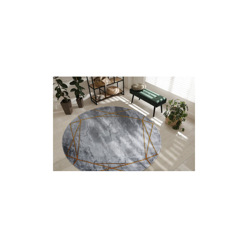 Dywan EMERALD ekskluzywny 1022 koło - glamour, stylowy marmur, geometryczny szary / złoty koło 120cm