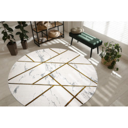 Dywan EMERALD ekskluzywny 1012 koło - glamour, stylowy marmur, geometryczny krem / złoty koło 120cm