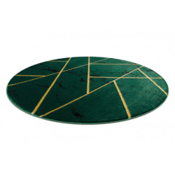 Dywan EMERALD ekskluzywny 1012 koło - glamour, stylowy marmur, geometryczny butelkowa zieleń / złoty koło 120cm