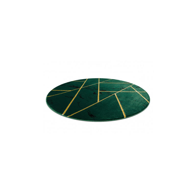 Dywan EMERALD ekskluzywny 1012 koło - glamour, stylowy marmur, geometryczny butelkowa zieleń / złoty koło 120cm