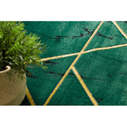 Dywan EMERALD ekskluzywny 1012 koło - glamour, stylowy marmur, geometryczny butelkowa zieleń / złoty koło 120cm