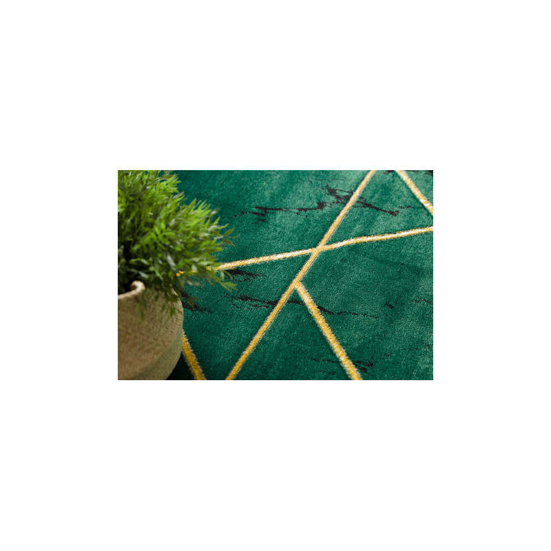 Dywan EMERALD ekskluzywny 1012 koło - glamour, stylowy marmur, geometryczny butelkowa zieleń / złoty koło 200cm
