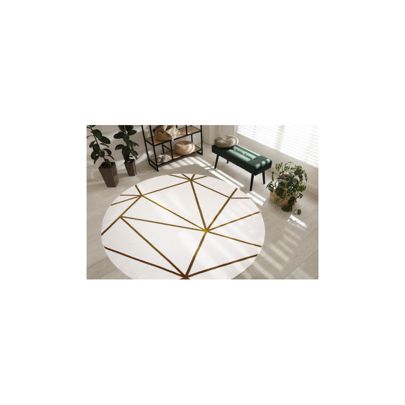 Dywan EMERALD ekskluzywny 1013 koło - glamour, stylowy geometryczny krem / złoty koło 120cm