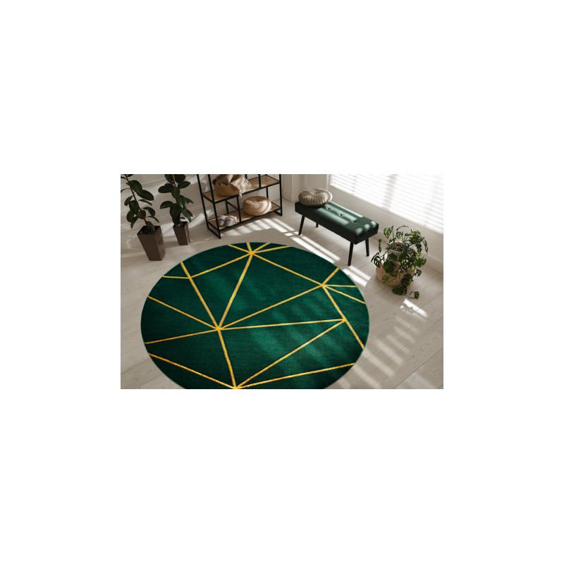 Dywan EMERALD ekskluzywny 1013 koło - glamour, stylowy geometryczny butelkowa zieleń / złoty koło 200cm