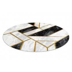 Dywan EMERALD ekskluzywny 1015 koło - glamour, stylowy marmur, geometryczny czarny / złoty koło 120cm