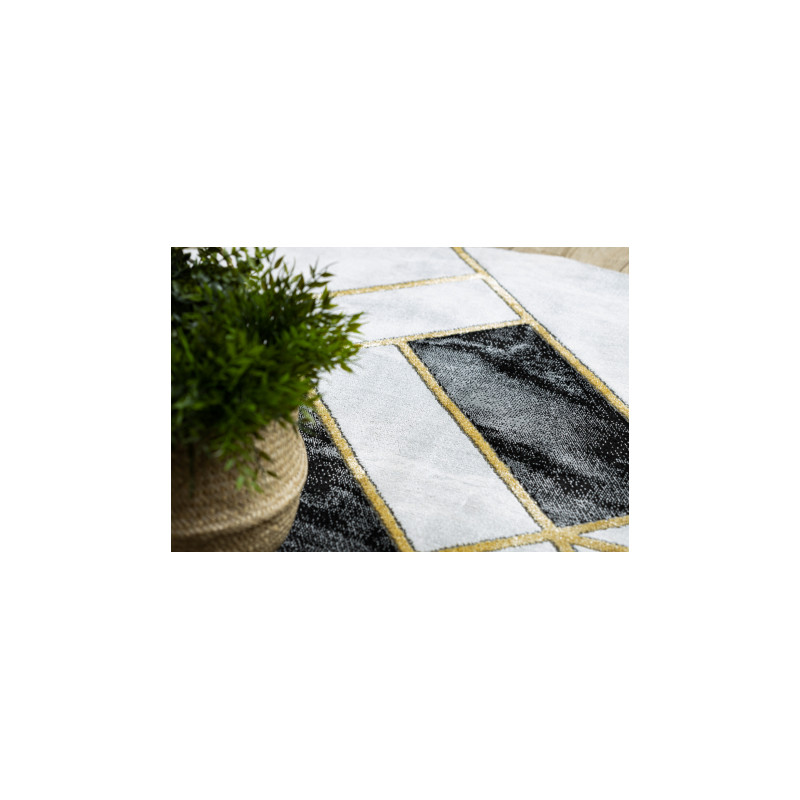 Dywan EMERALD ekskluzywny 1015 koło - glamour, stylowy marmur, geometryczny czarny / złoty koło 120cm