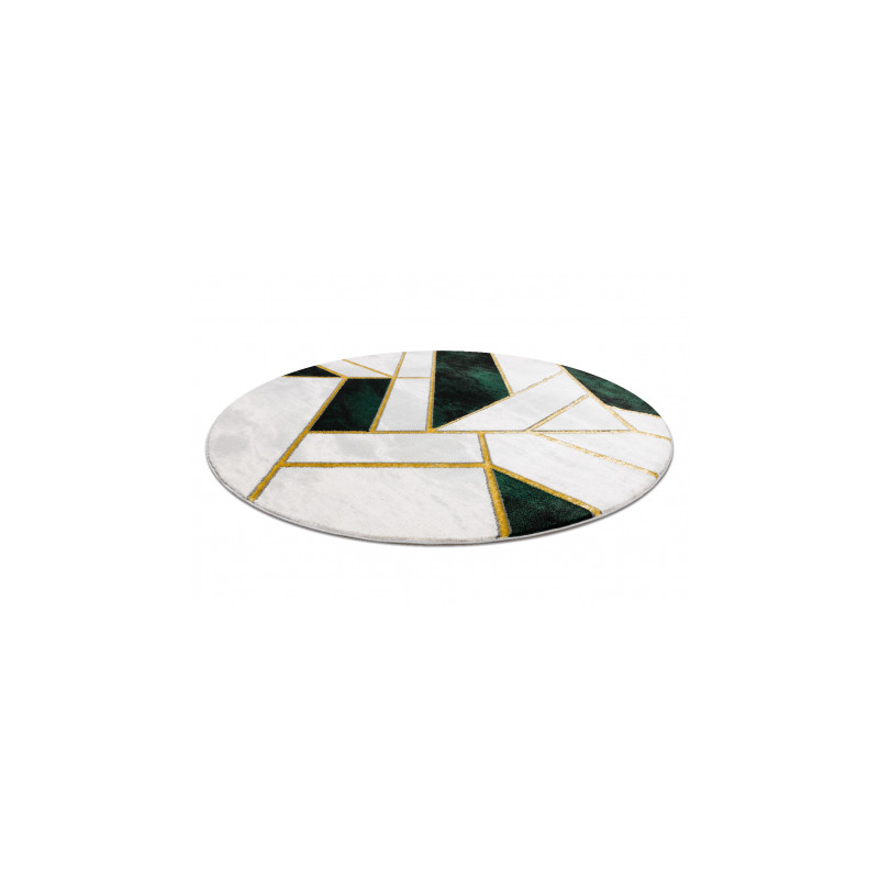 Dywan EMERALD ekskluzywny 1015 koło - glamour, stylowy marmur, geometryczny butelkowa zieleń / złoty koło 160cm