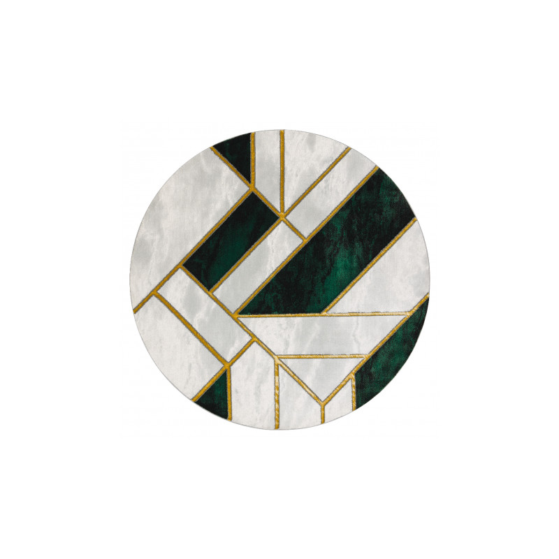 Dywan EMERALD ekskluzywny 1015 koło - glamour, stylowy marmur, geometryczny butelkowa zieleń / złoty koło 200cm