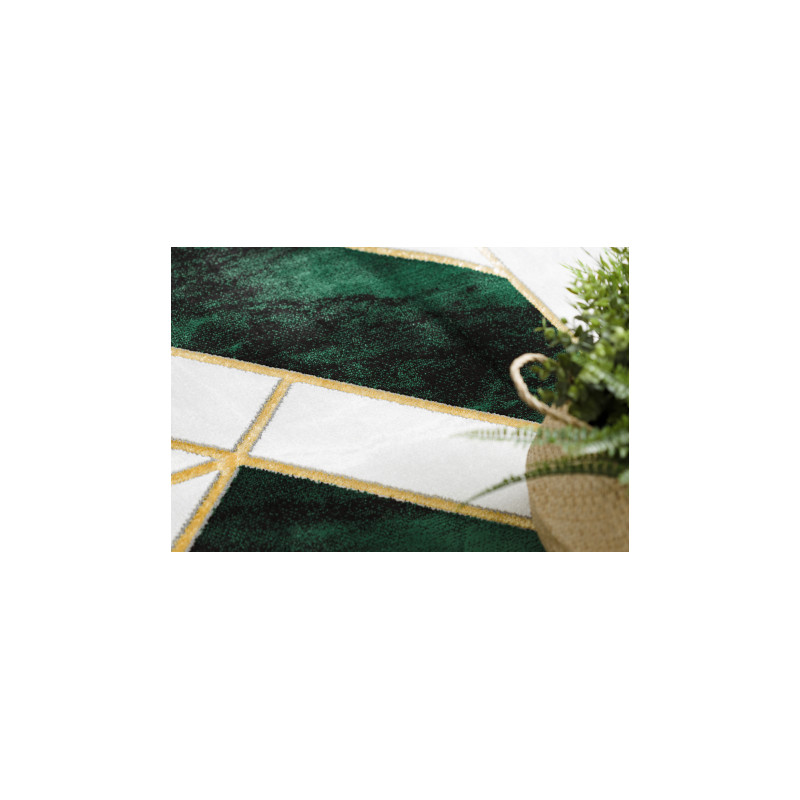 Dywan EMERALD ekskluzywny 1015 koło - glamour, stylowy marmur, geometryczny butelkowa zieleń / złoty koło 200cm