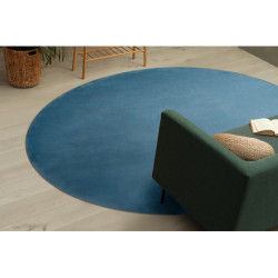 Dywan POSH koło Shaggy niebieski gruby, pluszowy, antypoślizgowy, do prania koło 80cm