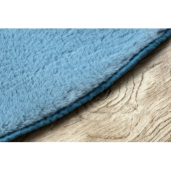 Dywan POSH koło Shaggy niebieski gruby, pluszowy, antypoślizgowy, do prania koło 80cm