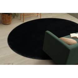 Dywan POSH koło Shaggy czarny gruby, pluszowy, antypoślizgowy, do prania koło 80cm