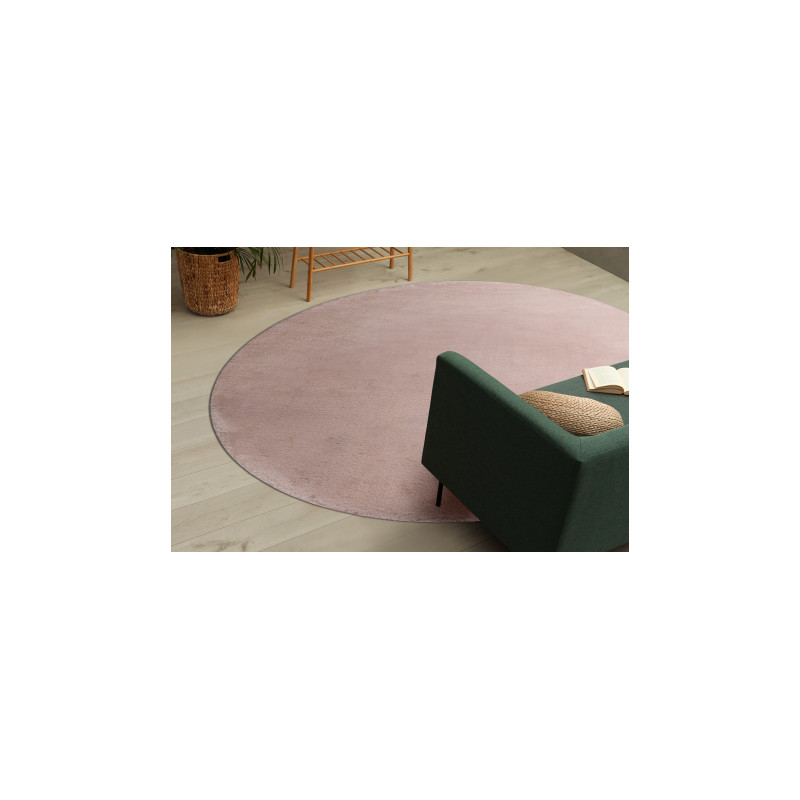Dywan POSH koło Shaggy brudny róż gruby, pluszowy, antypoślizgowy, do prania koło 80cm