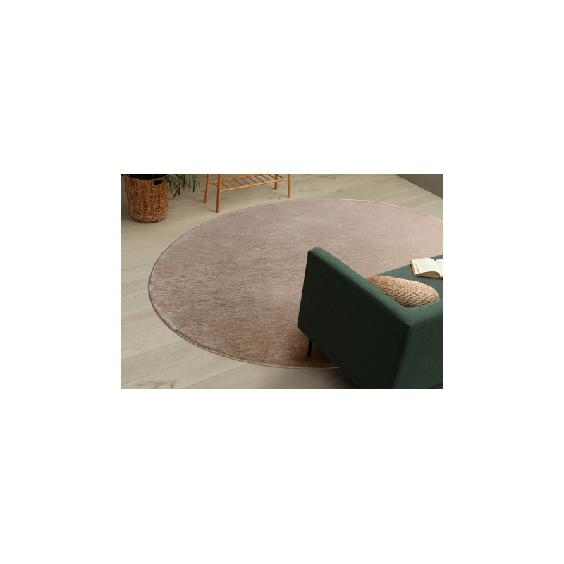Dywan POSH koło Shaggy camel, beż gruby, pluszowy, antypoślizgowy, do prania koło 60cm