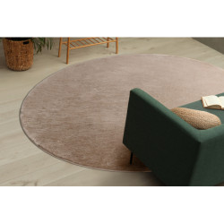 Dywan POSH koło Shaggy camel, beż gruby, pluszowy, antypoślizgowy, do prania koło 80cm