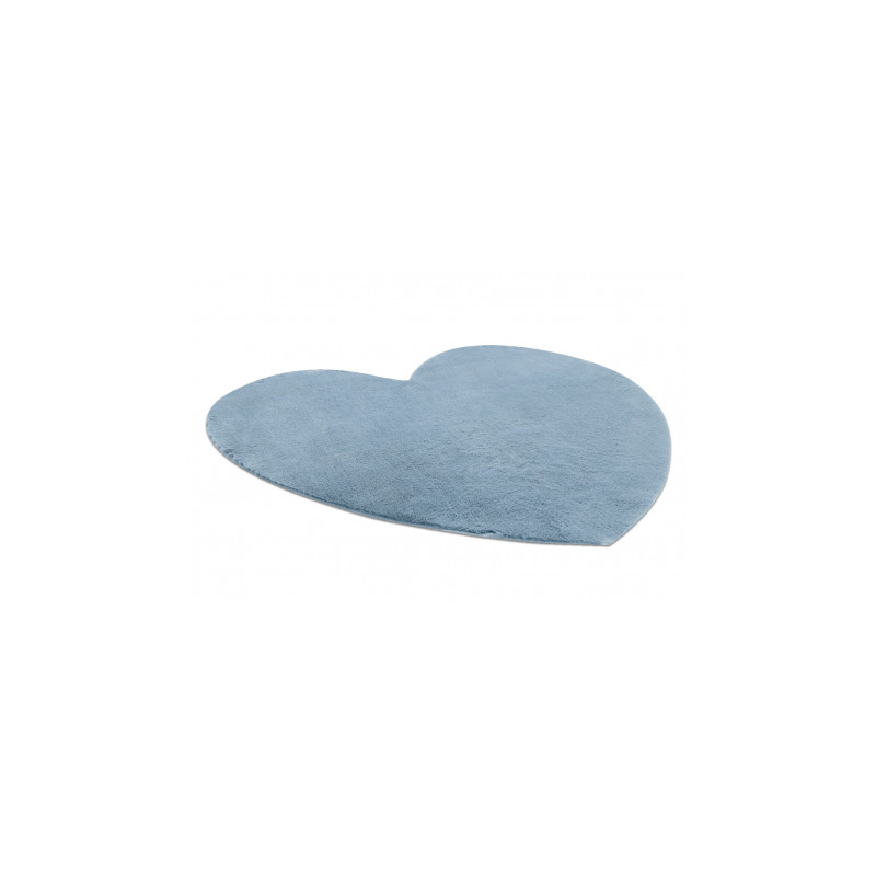 Dywan SHAPE 3105 Serce Shaggy - niebieski pluszowy, antypoślizgowy, do prania 80x80cm
