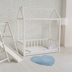 Dywan SHAPE 3105 Serce Shaggy - niebieski pluszowy, antypoślizgowy, do prania 80x80cm