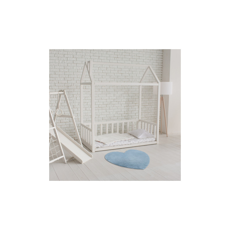 Dywan SHAPE 3105 Serce Shaggy - niebieski pluszowy, antypoślizgowy, do prania 80x80cm