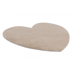 Dywan SHAPE 3105 Serce Shaggy - camel, beż pluszowy, antypoślizgowy, do prania 80x80cm