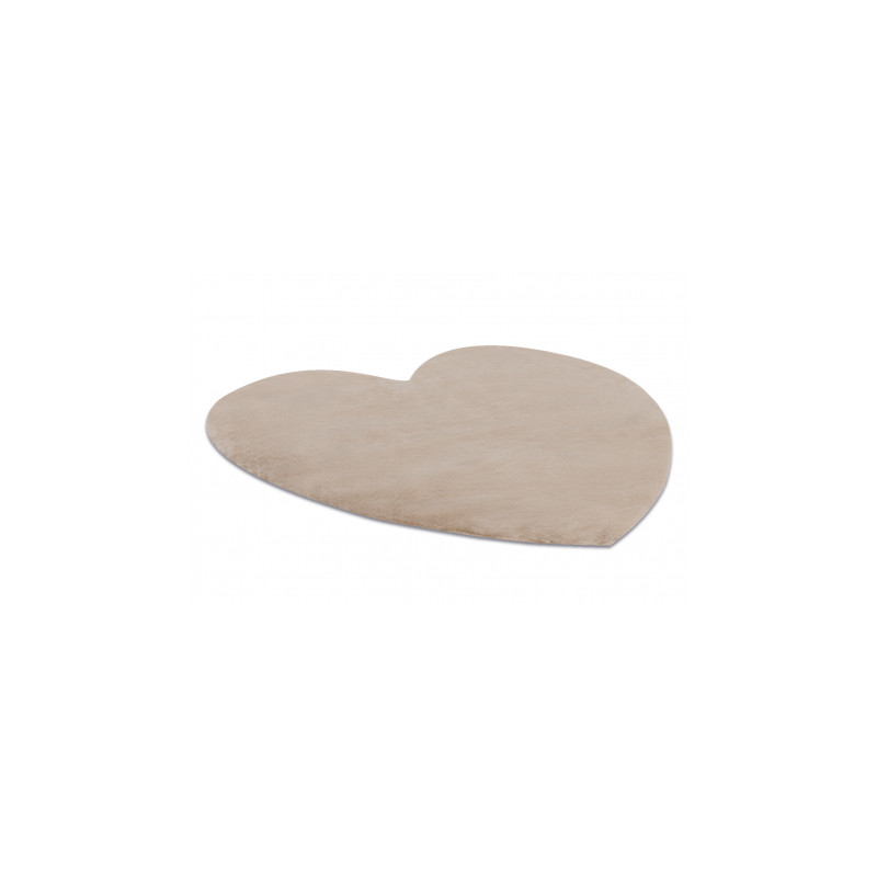 Dywan SHAPE 3105 Serce Shaggy - camel, beż pluszowy, antypoślizgowy, do prania 80x80cm