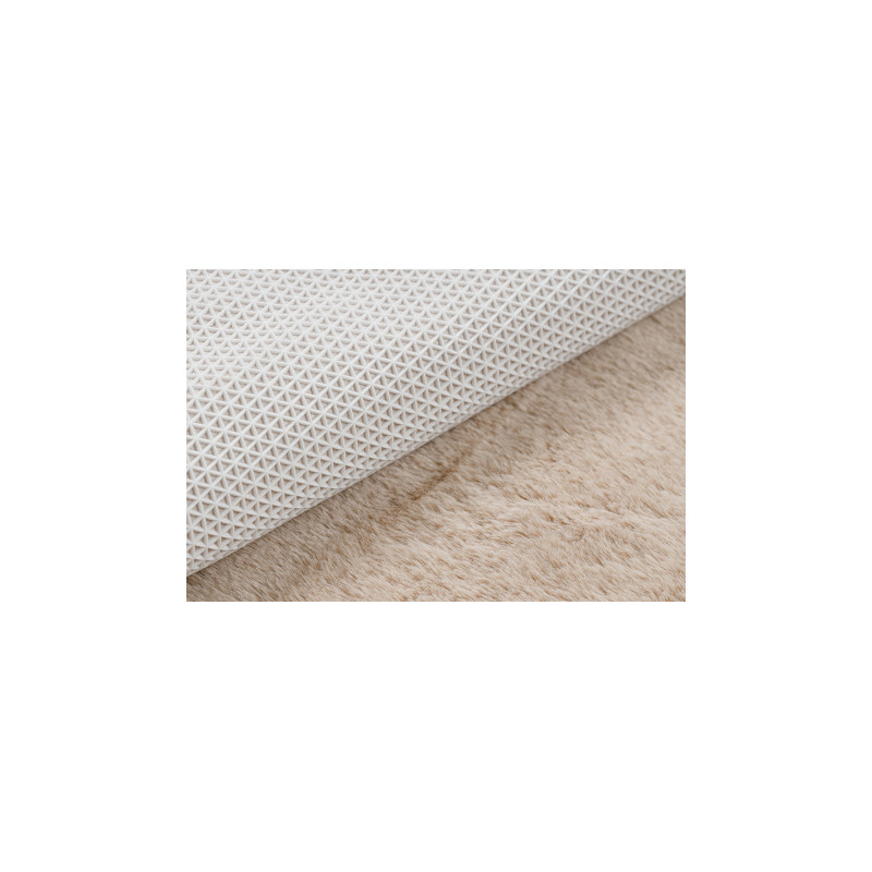 Dywan SHAPE 3105 Serce Shaggy - camel, beż pluszowy, antypoślizgowy, do prania 80x80cm