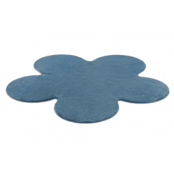 Dywan SHAPE 3106 Kwiatek Shaggy - niebieski pluszowy, antypoślizgowy, do prania 80x80cm