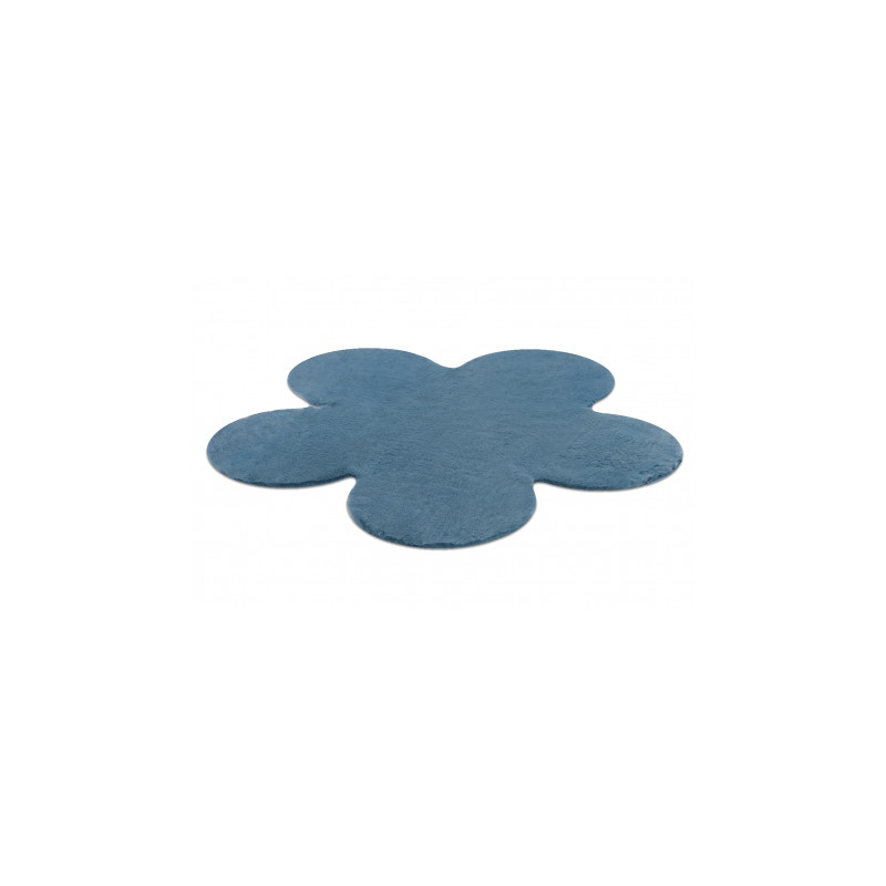 Dywan SHAPE 3106 Kwiatek Shaggy - niebieski pluszowy, antypoślizgowy, do prania 80x80cm