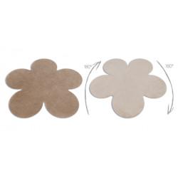 Dywan SHAPE 3106 Kwiatek Shaggy - camel, beż pluszowy, antypoślizgowy, do prania 80x80cm