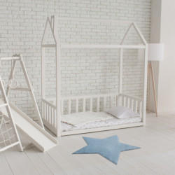 Dywan SHAPE 3148 Gwiazda Shaggy - niebieski pluszowy, antypoślizgowy, do prania 80x80cm