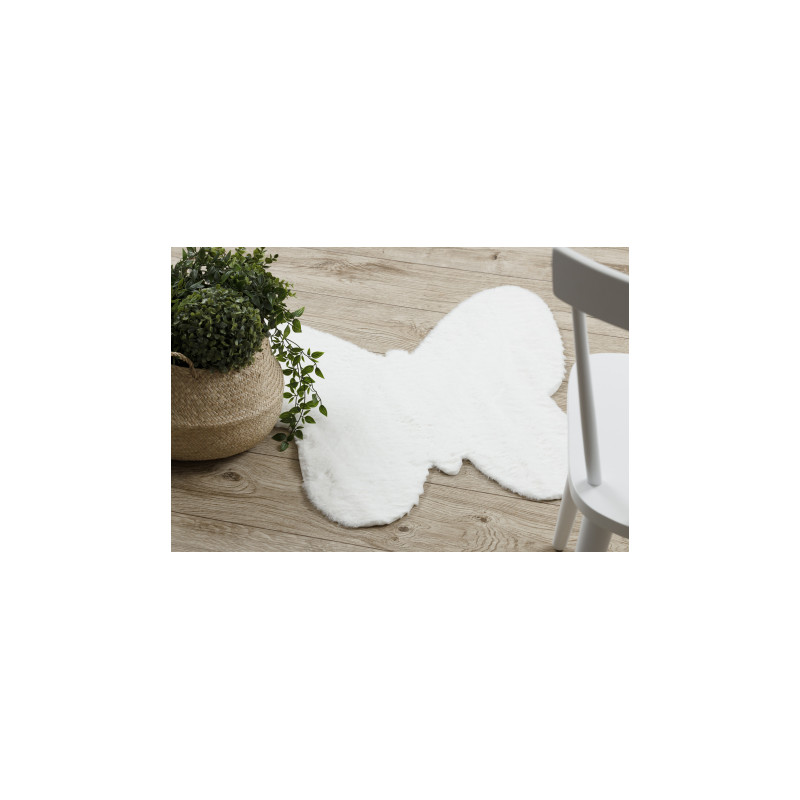 Dywan SHAPE 3150 Motyl Shaggy - kość słoniowa pluszowy, antypoślizgowy, do prania 80x80cm