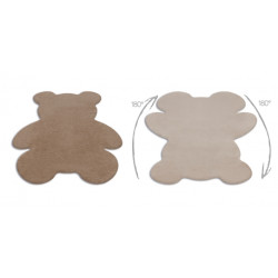 Dywan SHAPE 3146 Miś Shaggy - camel, beż pluszowy, antypoślizgowy, do prania 80x96cm