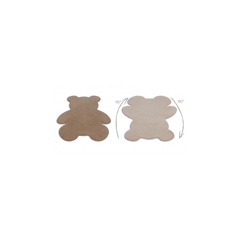 Dywan SHAPE 3146 Miś Shaggy - camel, beż pluszowy, antypoślizgowy, do prania 80x96cm