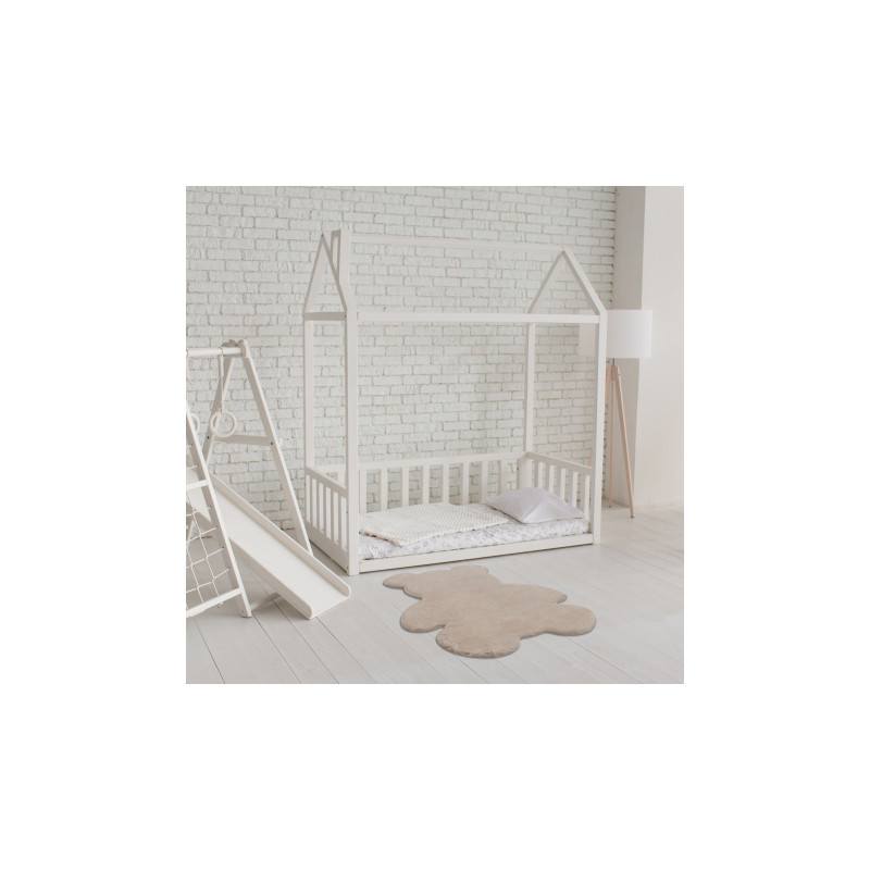 Dywan SHAPE 3146 Miś Shaggy - camel, beż pluszowy, antypoślizgowy, do prania 80x96cm