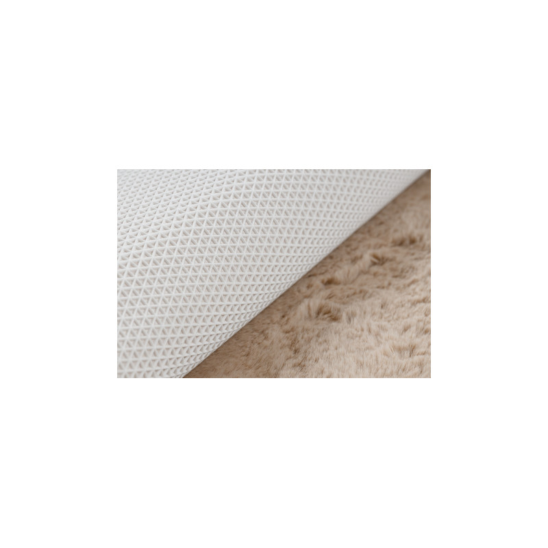 Dywan SHAPE 3146 Miś Shaggy - camel, beż pluszowy, antypoślizgowy, do prania 80x96cm