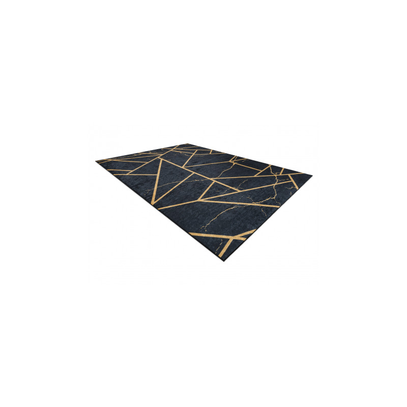 Dywan do prania ANDRE 1222 Marmur, geometryczny antypoślizgowy - czarny 160x220cm