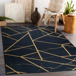 Dywan do prania ANDRE 1222 Marmur, geometryczny antypoślizgowy - czarny 160x220cm