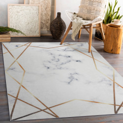 Dywan do prania ANDRE 1220 Marmur, geometryczny antypoślizgowy - biały 160x220cm