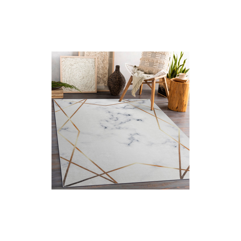 Dywan do prania ANDRE 1220 Marmur, geometryczny antypoślizgowy - biały 160x220cm