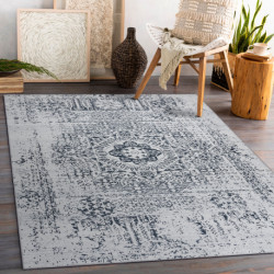 Dywan do prania ANDRE 1072 Rozeta, vintage antypoślizgowy - biały / czarny 160x220cm Dywan do prania ANDRE 1072 Rozeta, vintage antypoślizgowy - biały / czarny 160x220cm