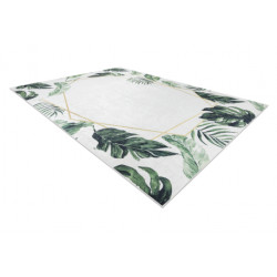 Dywan do prania ANDRE 1168 Liście Monstera, geometryczny antypoślizgowy - biały / zielony 80x150cm