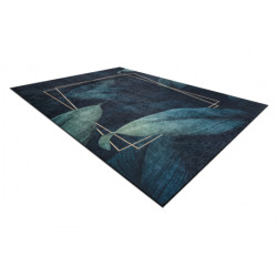 Dywan do prania ANDRE 1170 Liście, geometryczny antypoślizgowy - niebieski 160x220cm