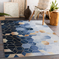 Dywan do prania ANDRE 1216 Kostka, geometryczny antypoślizgowy - niebieski 80x150cm Dywan do prania ANDRE 1216 Kostka, geometryczny antypoślizgowy - niebieski 80x150cm