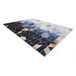 Dywan do prania ANDRE 1216 Kostka, geometryczny antypoślizgowy - niebieski 120x170cm