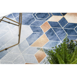 Dywan do prania ANDRE 1216 Kostka, geometryczny antypoślizgowy - niebieski 120x170cm