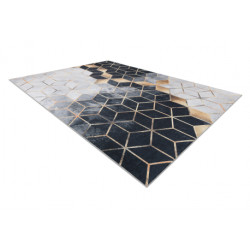 Dywan do prania ANDRE 1171 Kostka, geometryczny antypoślizgowy - czarny / złoty 120x170cm